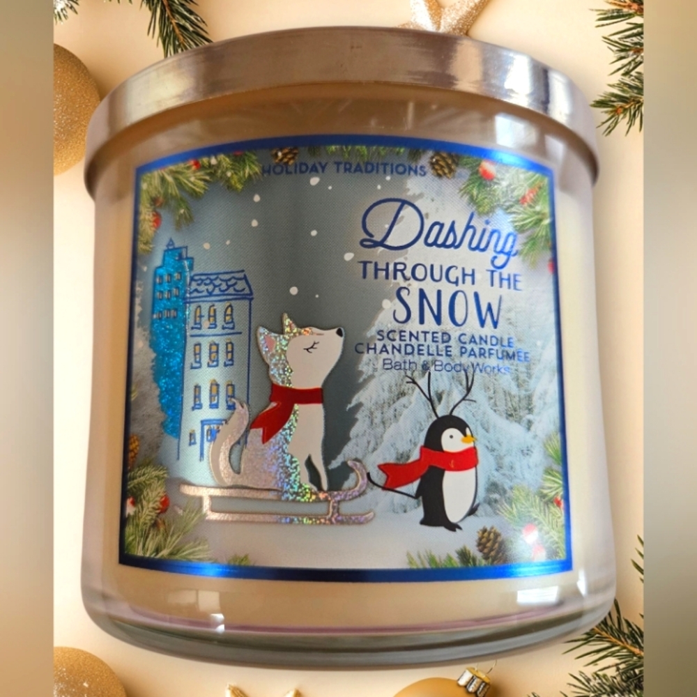 Bath & Body Works Dashing Through the Snow 3 Wick Christmas Candle